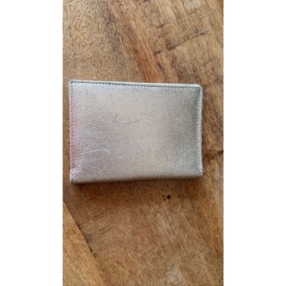 Genuine Leather Passport Holder Gold Metallic Travel Cover Slim - Picture 3 of 5